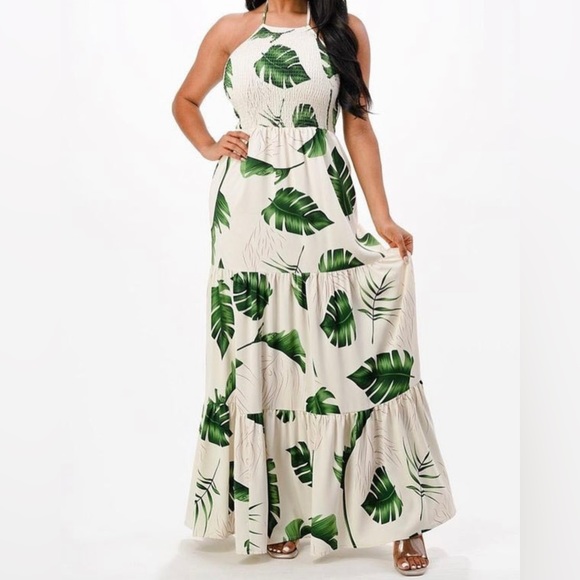 New Banana Leaf Maxi Dress Trendy - Picture 1 of 2